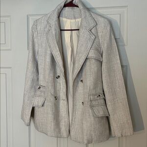 Chic Cream colored Double-Breasted Blazer and skirt